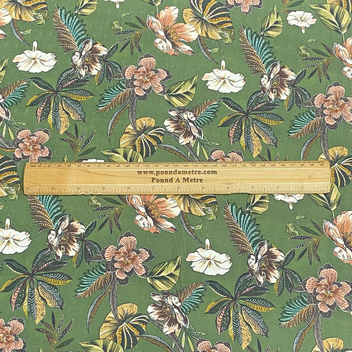 Pound A Metre 3 Metres 3 Metres Printed Cashmere Effect Crepe Fabric- 45" Wide (Green)