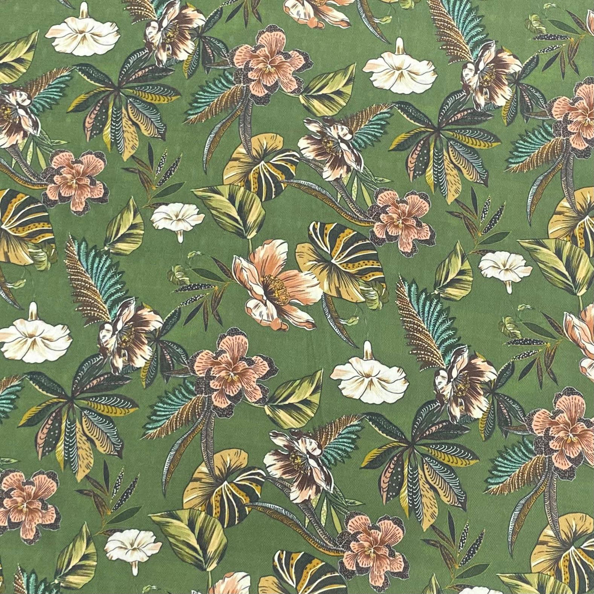 Pound A Metre 3 Metres 3 Metres Printed Cashmere Effect Crepe Fabric- 45" Wide (Green)