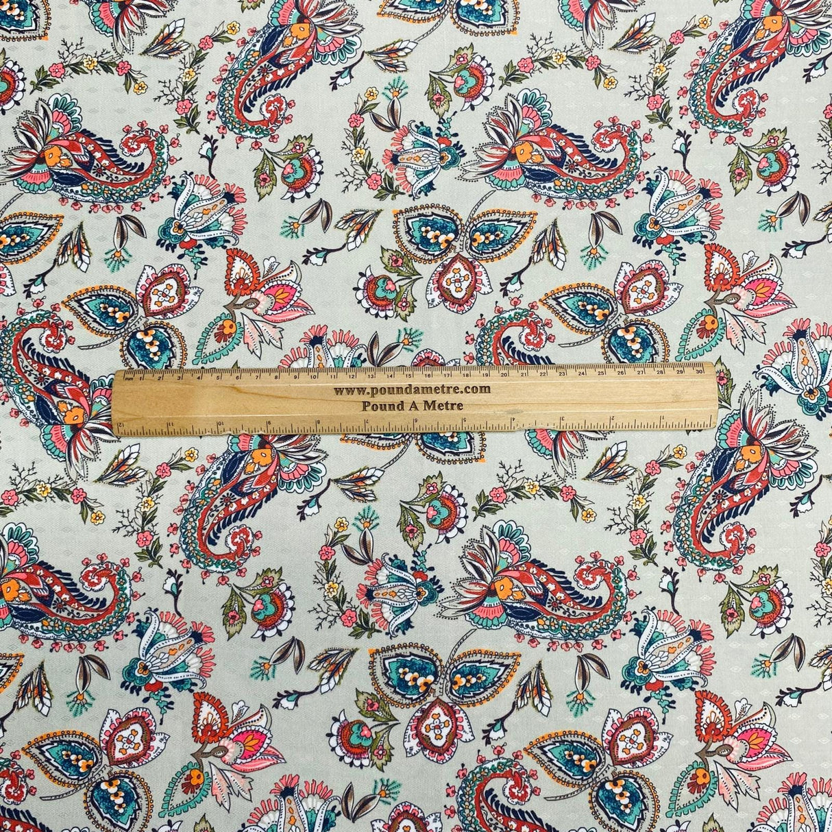 Pound A Metre 3 Metres 3 Metres Printed Cashmere Effect Crepe Fabric- 45" Wide (Grey)