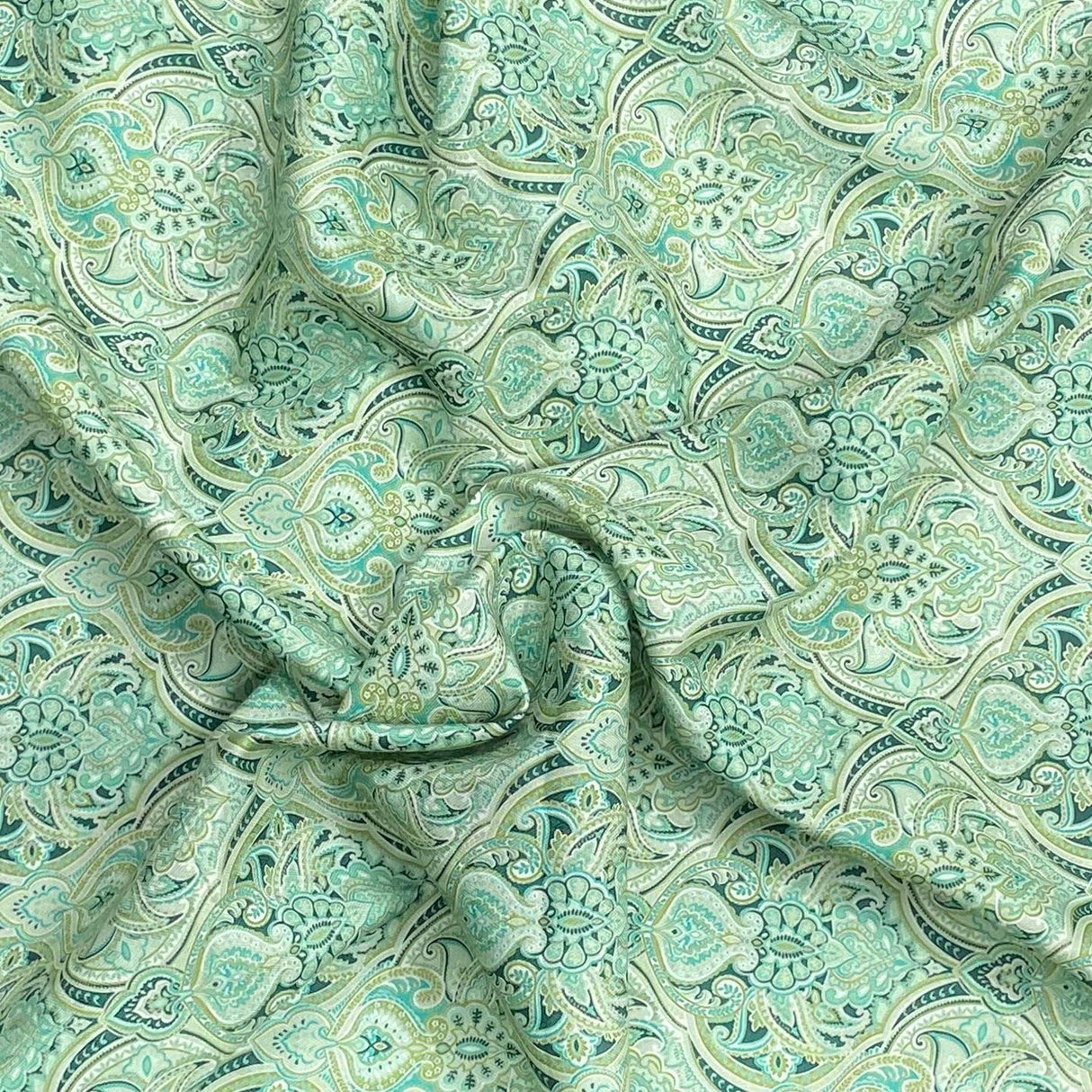 Pound A Metre 3 Metres 3 Metres Printed Cashmere Effect Crepe Fabric- 45" Wide (Mint)