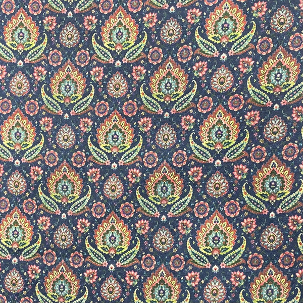 Pound A Metre 3 Metres 3 Metres Printed Cashmere Effect Crepe Fabric- 45" Wide (Navy)