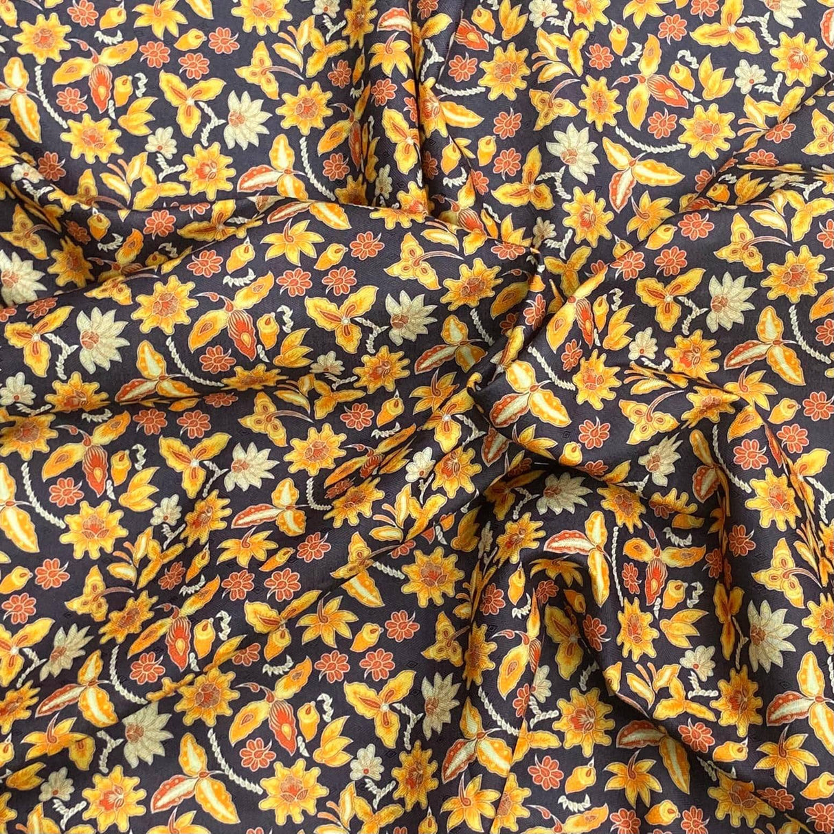 Pound A Metre 3 Metres 3 Metres Printed Cashmere Effect Crepe Fabric- 45" Wide (Orange)