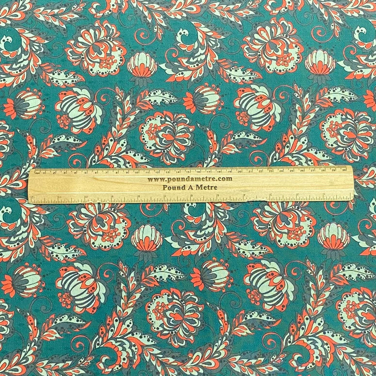 Pound A Metre 3 Metres 3 Metres Printed Cashmere Effect Crepe Fabric- 45" Wide (Teal)