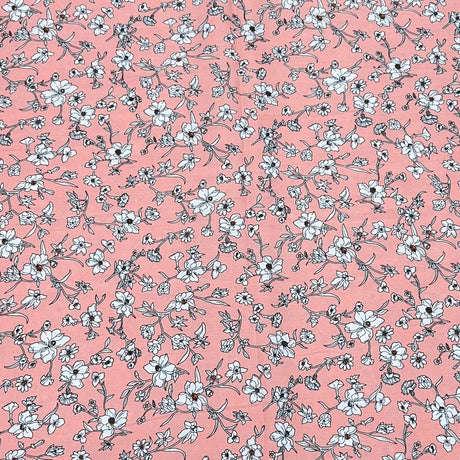 Pound A Metre 3 Metres Printed Dress Making Viscose- 55" Wide (Pink Garden)