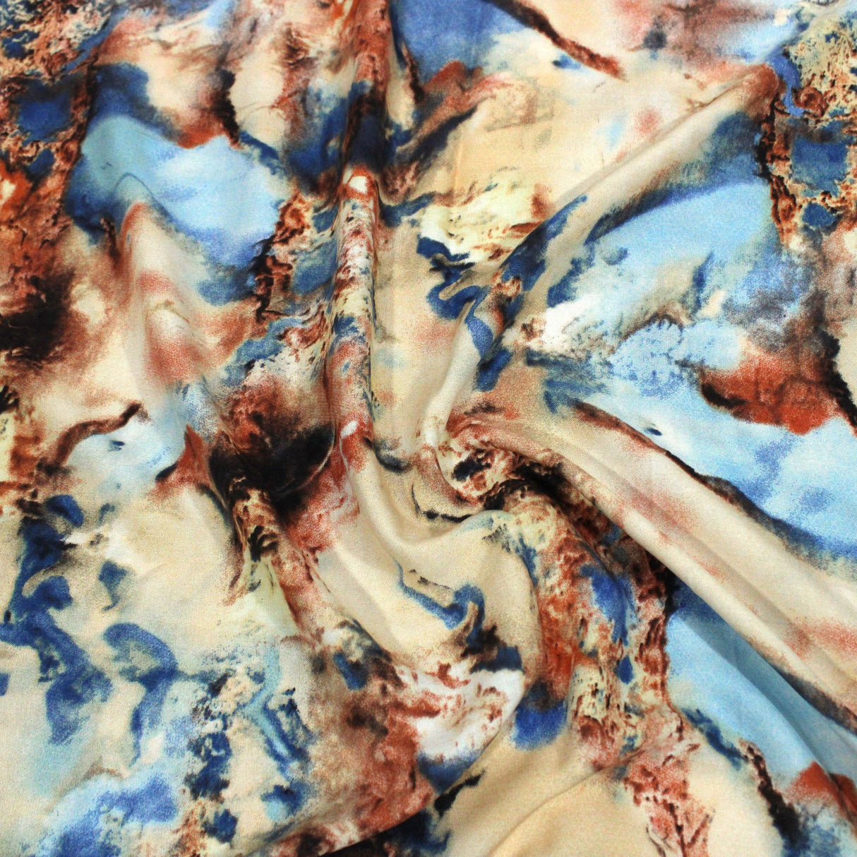 Pound A Metre 3 Metres Printed Dress Viscose- 55" Wide (Brown Tie-dye)