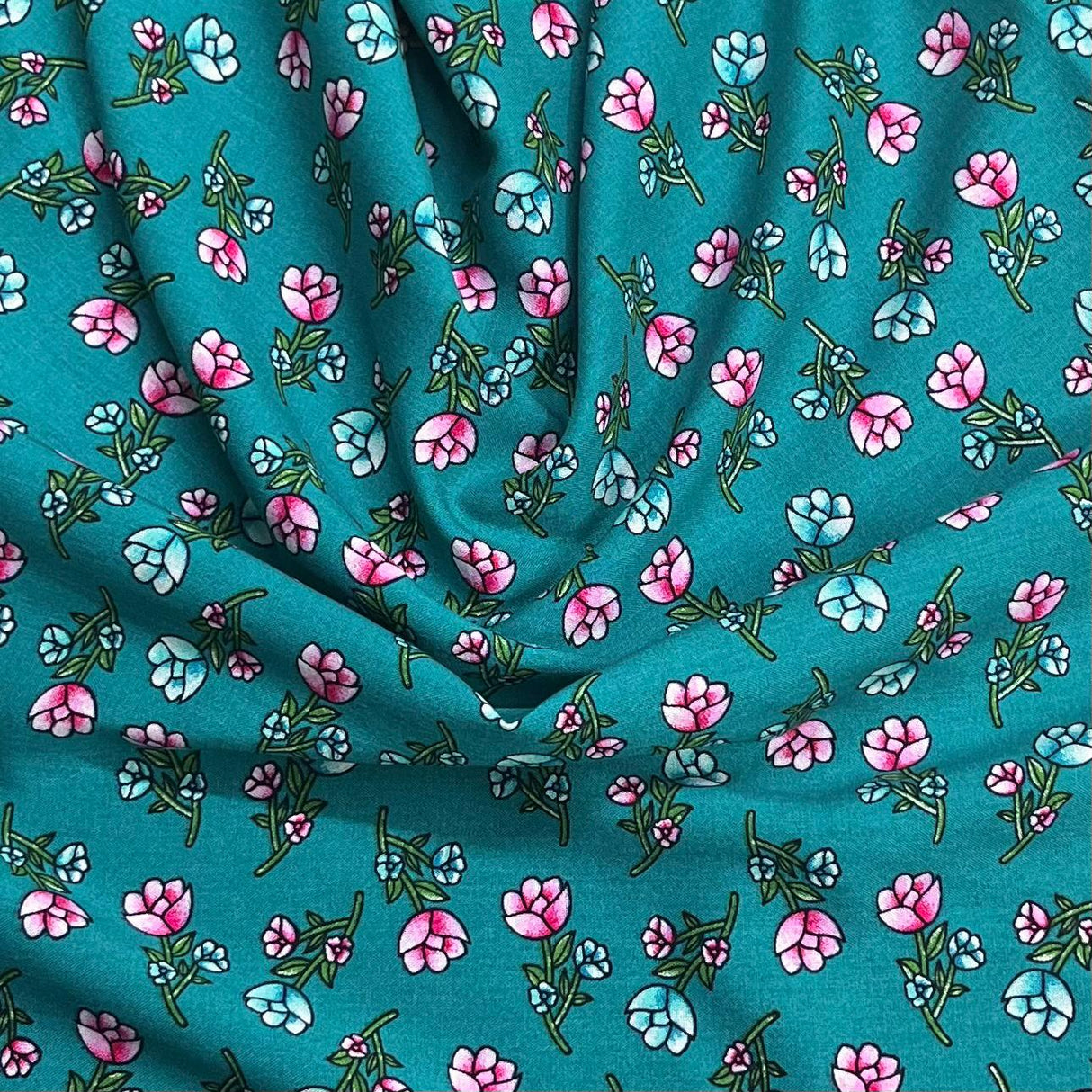 Pound A Metre 3 Metres Printed Dressmaking Viscose Fabric – 55" Wide (Teal)