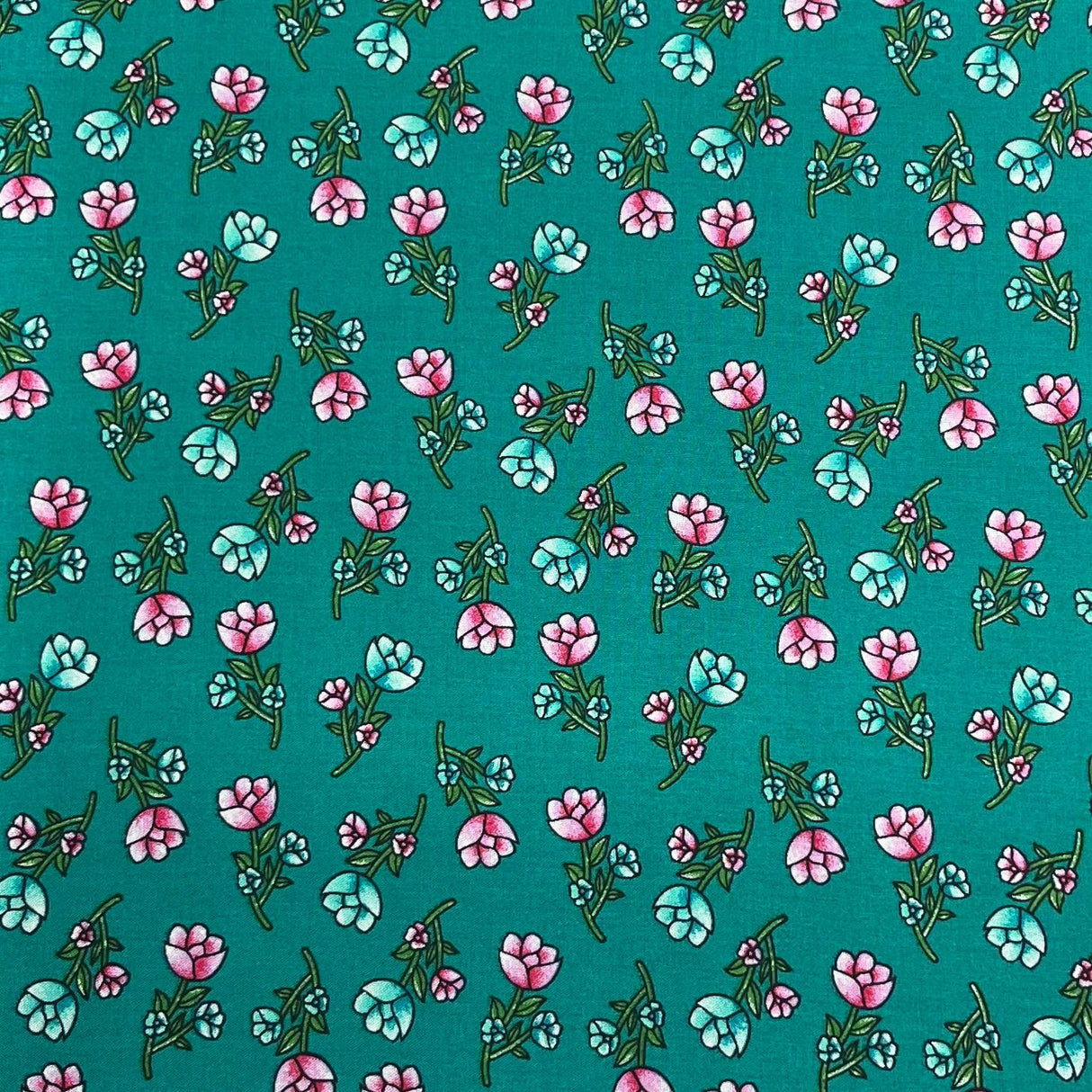 Pound A Metre 3 Metres Printed Dressmaking Viscose Fabric – 55" Wide (Teal)