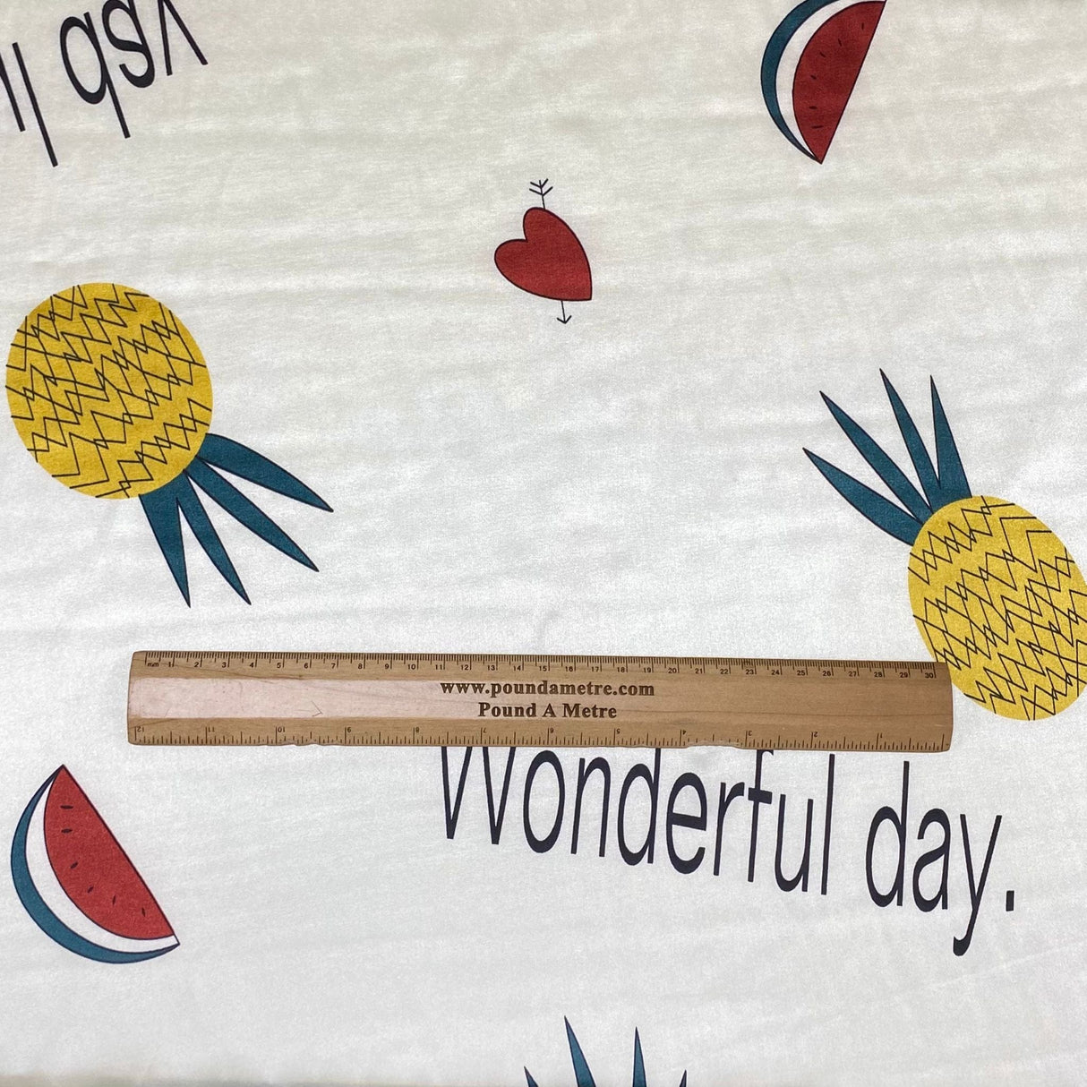 Pound A Metre 3 Metres Printed Silky Satin- 55" Wide (Pineapple)