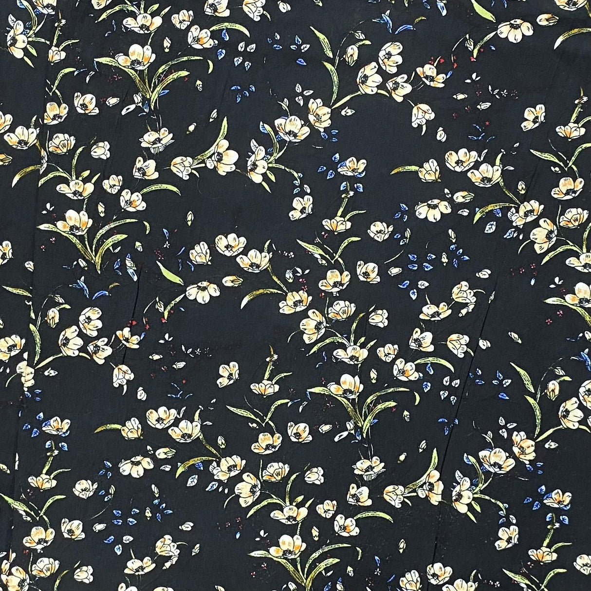 Pound A Metre 3 Metres, Printed Summer Dressmaking Viscose Fabric - 55" Wide (Black Floral)