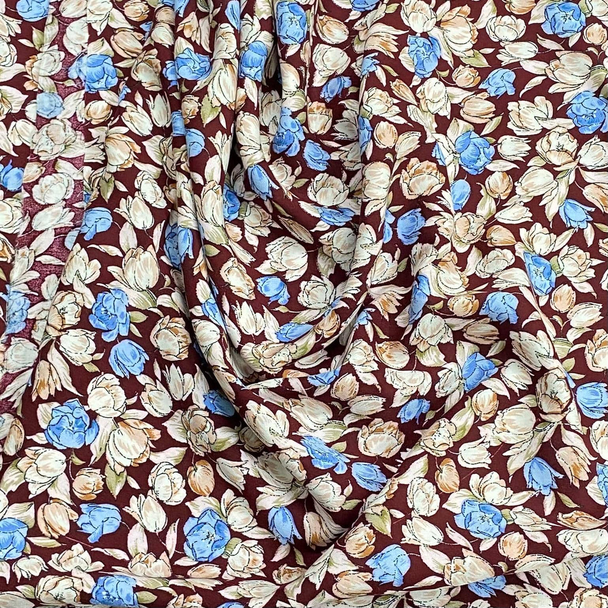 Pound A Metre 3 Metres, Printed Summer Dressmaking Viscose Fabric - 55" Wide (Brown)