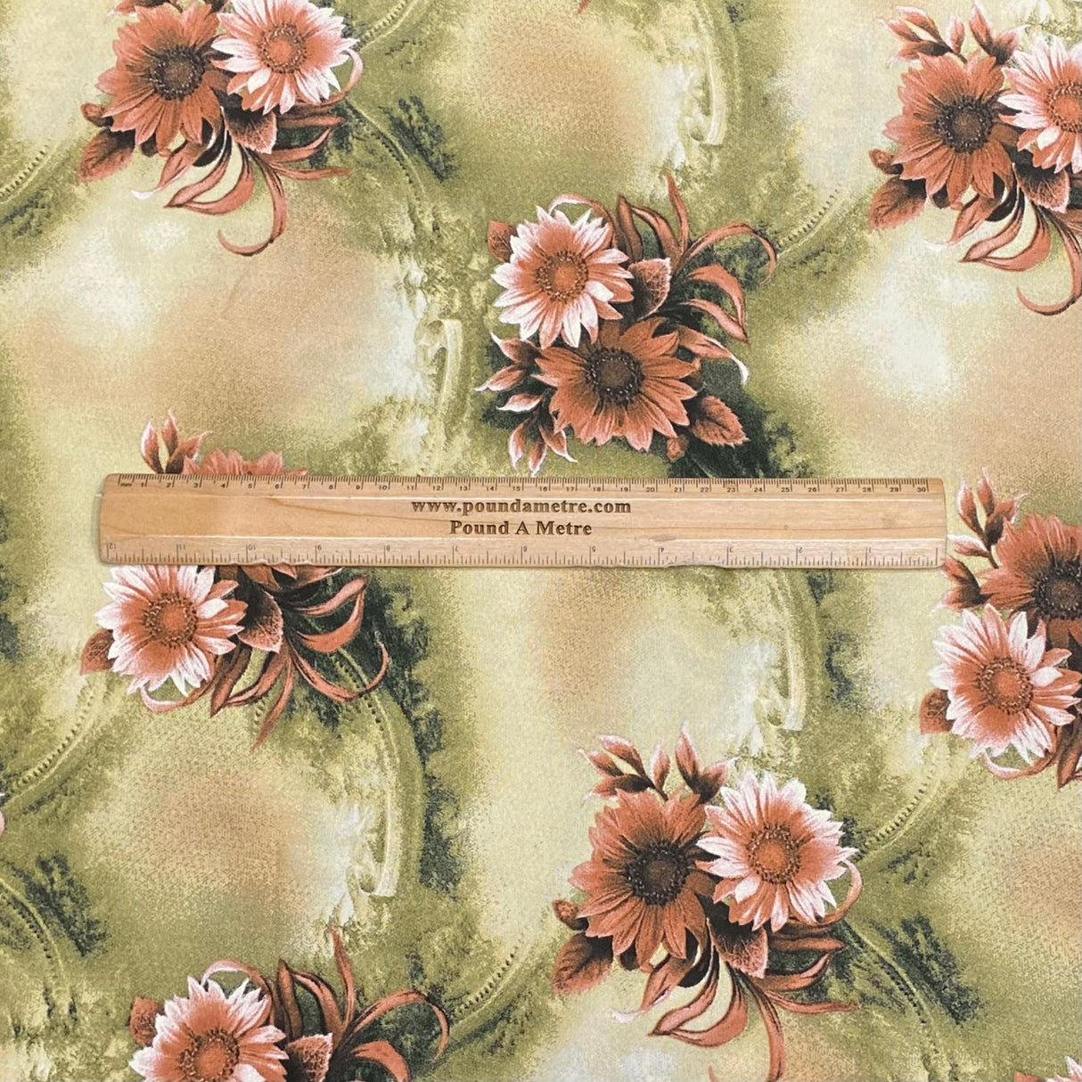 Pound A Metre 3 Metres, Printed Summer Dressmaking Viscose Fabric - 55" Wide (Pale Flower)