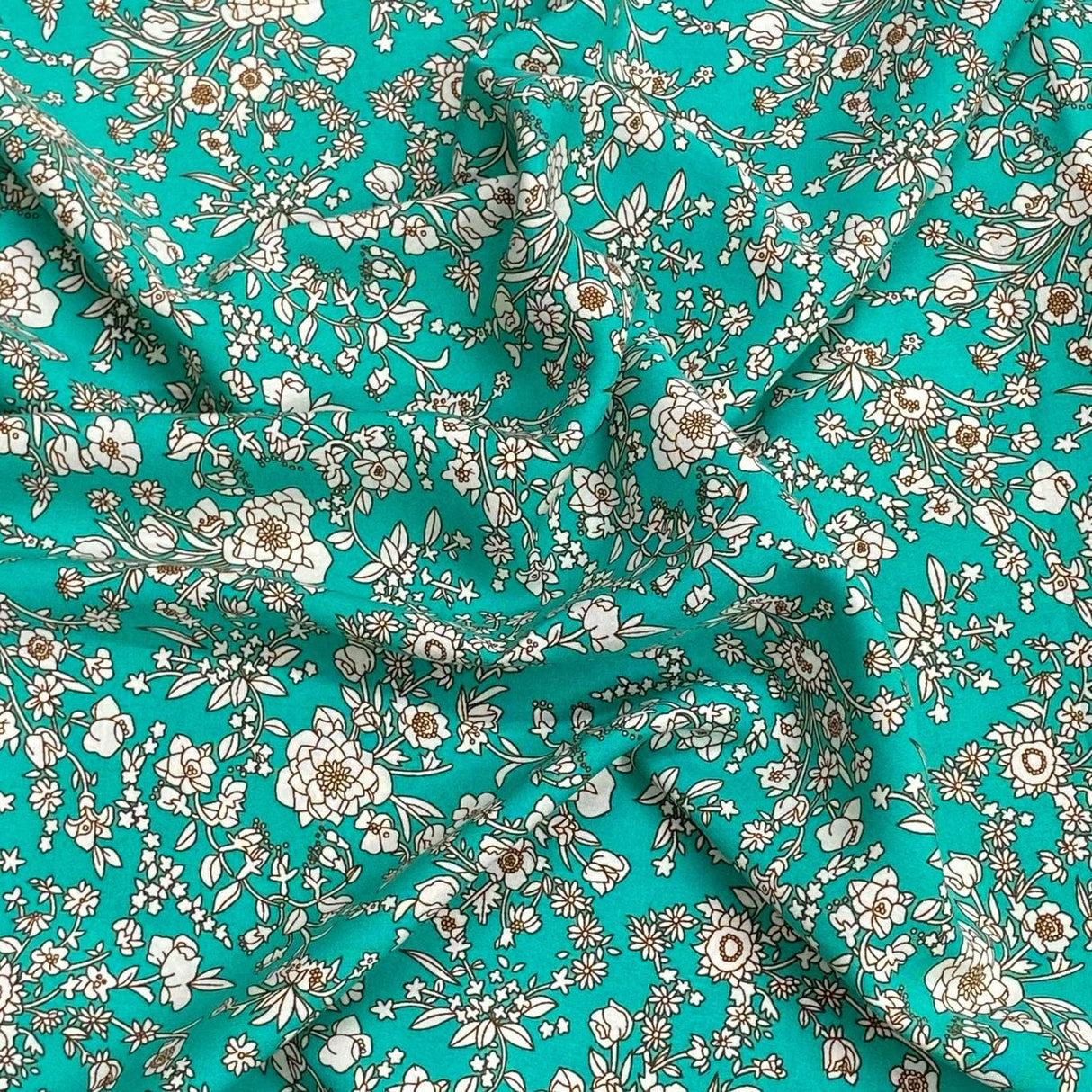 Pound A Metre 3 Metres, Printed Summer Dressmaking Viscose Fabric - 55" Wide (Turquoise)