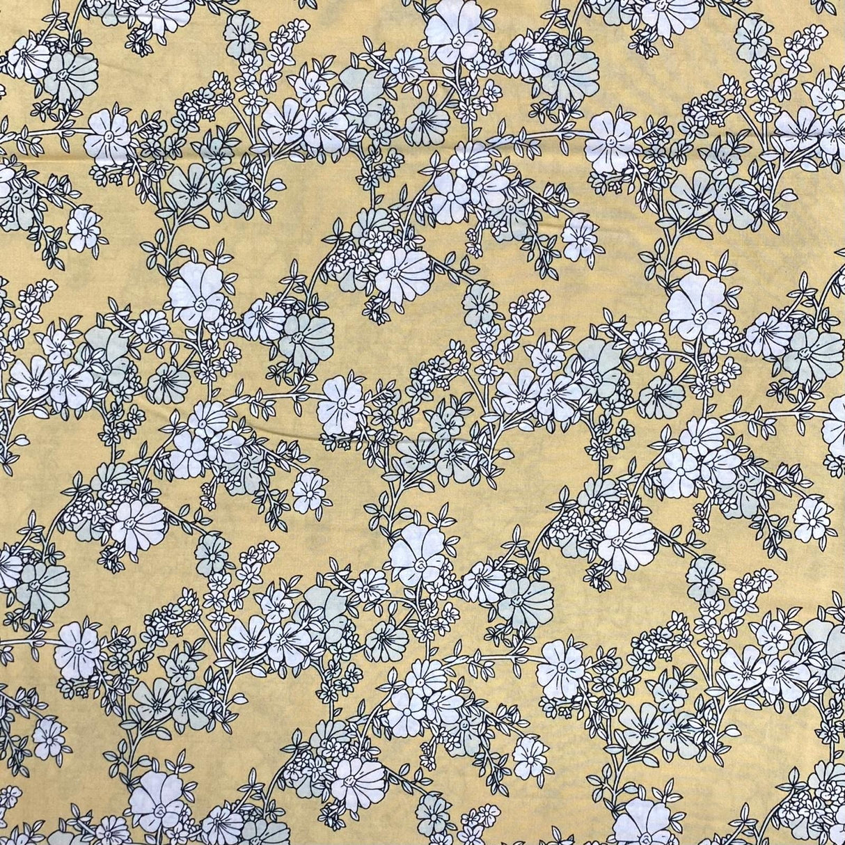 Pound A Metre 3 Metres, Printed Summer Dressmaking Viscose Fabric - 55" Wide (Yellow Floral)