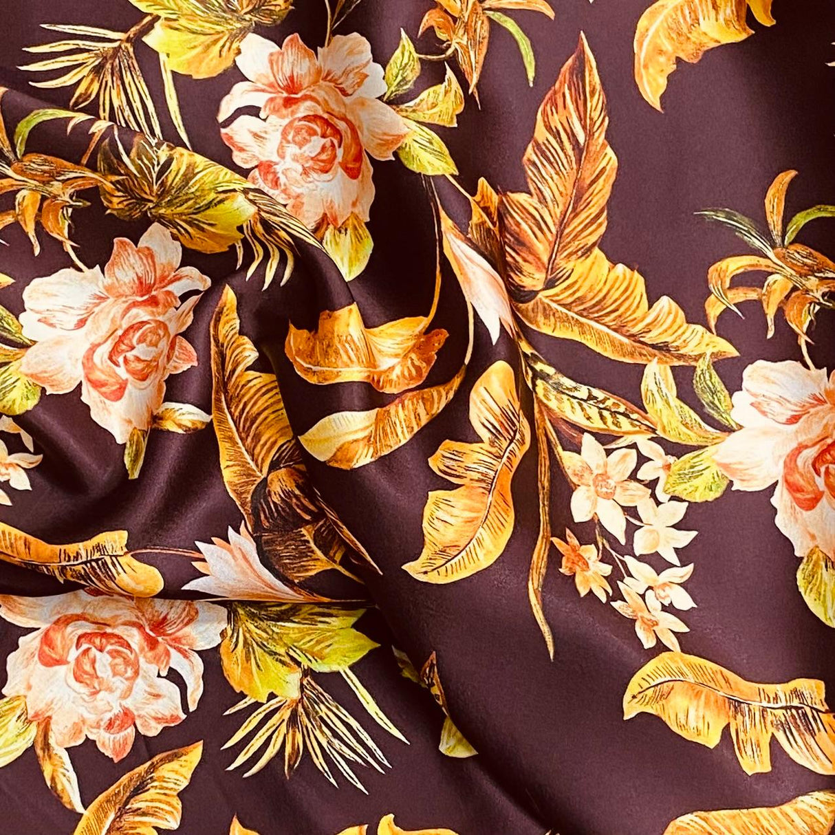 Pound A Metre 3 Metres Silky-Smooth Italian Printed Satin- 45" Wide (Brown)