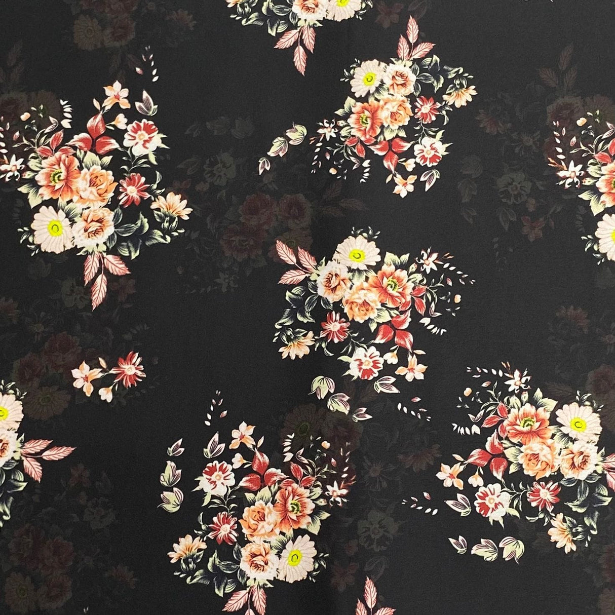 Pound A Metre 3 Metres Silky-Smooth Italian Printed Satin- 45" Wide (Night Garden)