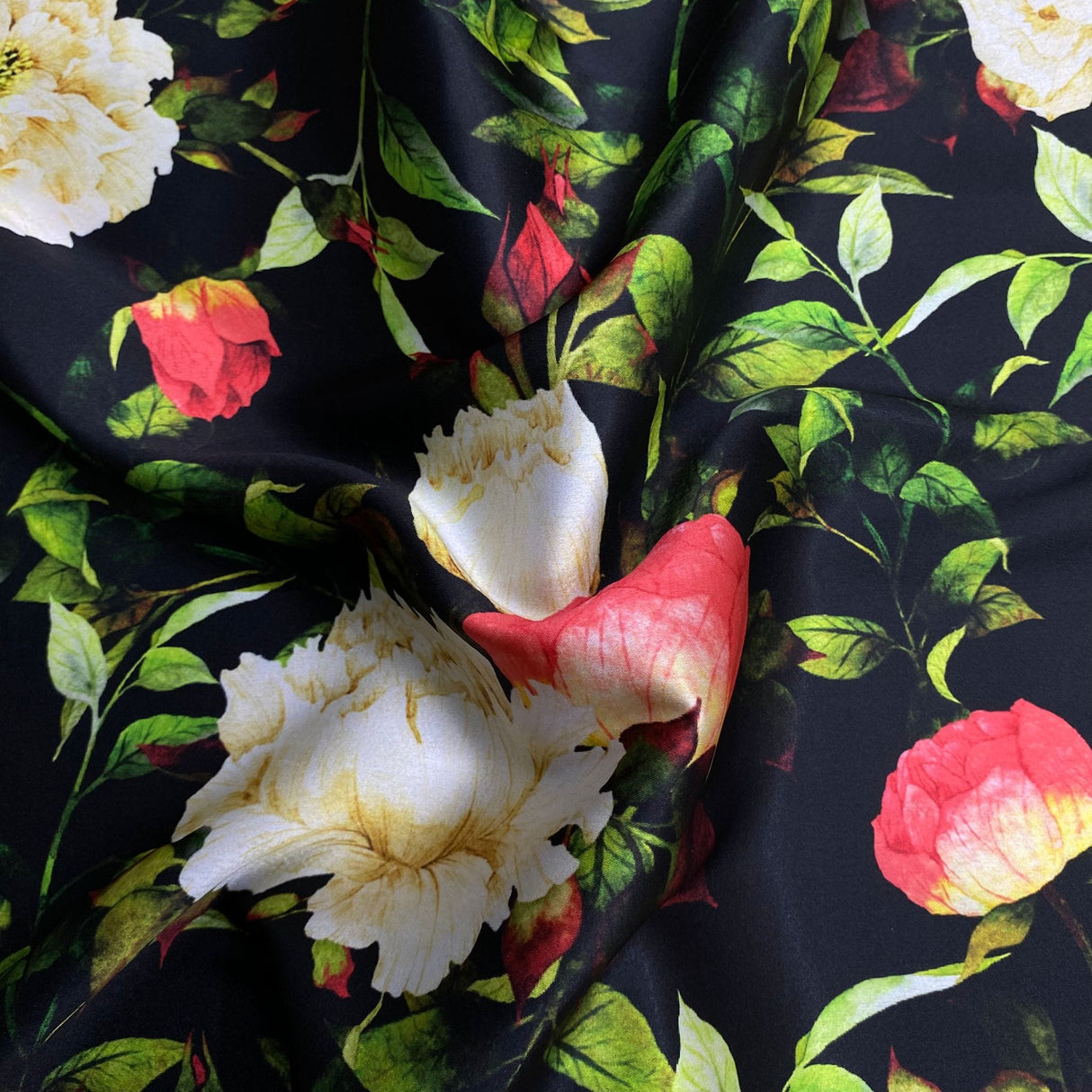 Pound A Metre 3 Metres Silky-Smooth Printed Satin- 45" Wide (Black Pot)