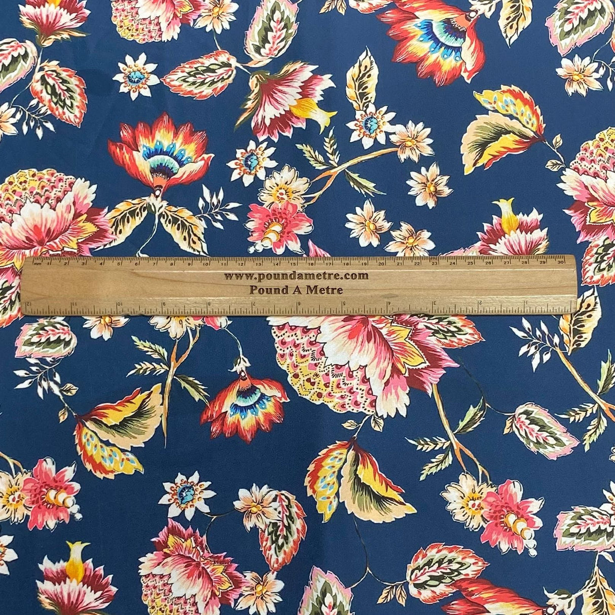 Pound A Metre 3 Metres Silky-Smooth Printed Satin- 45" Wide (Navy)