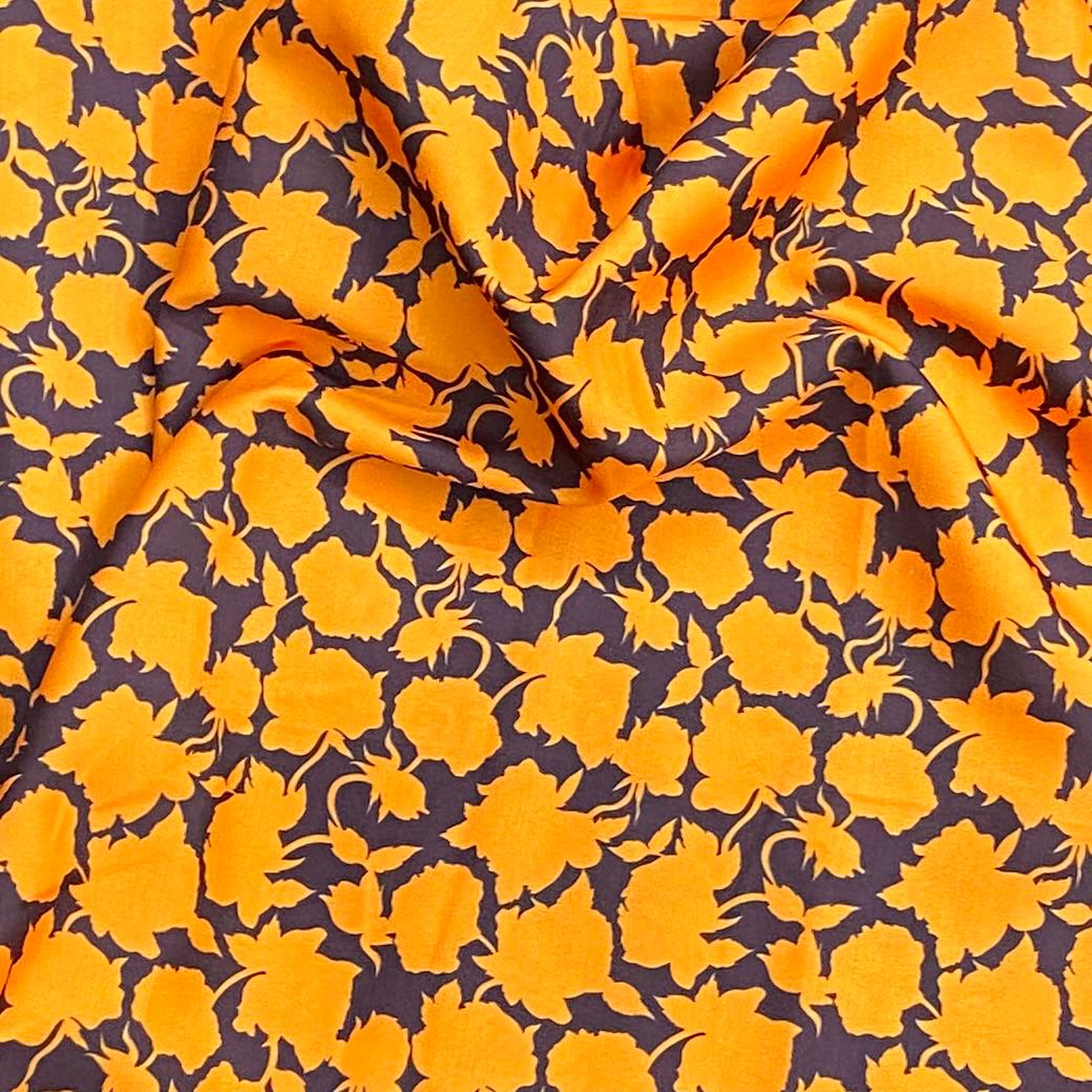 Pound A Metre 3 Metres Soft Touch Japanese Printed Crepe - 45" Wide (Black & Orange)
