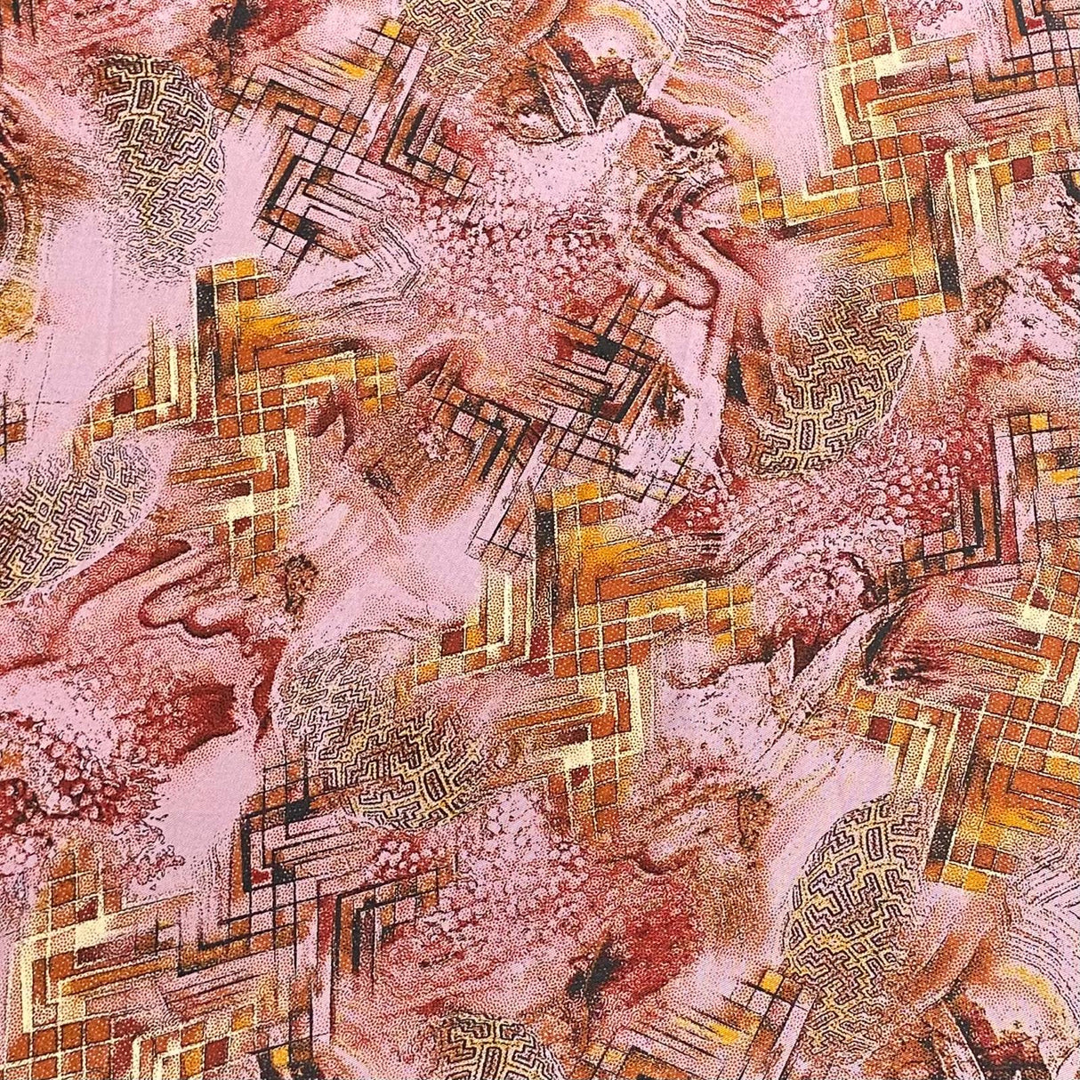 Pound A Metre 3 Metres Winter Printed Viscose Fabric- 55'' Wide - (Pink)