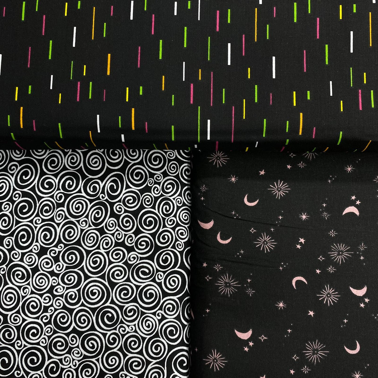 Pound A Metre 3 Piece Bundle Digitally Printed 100% Cotton- 45" Wide (Midnight)