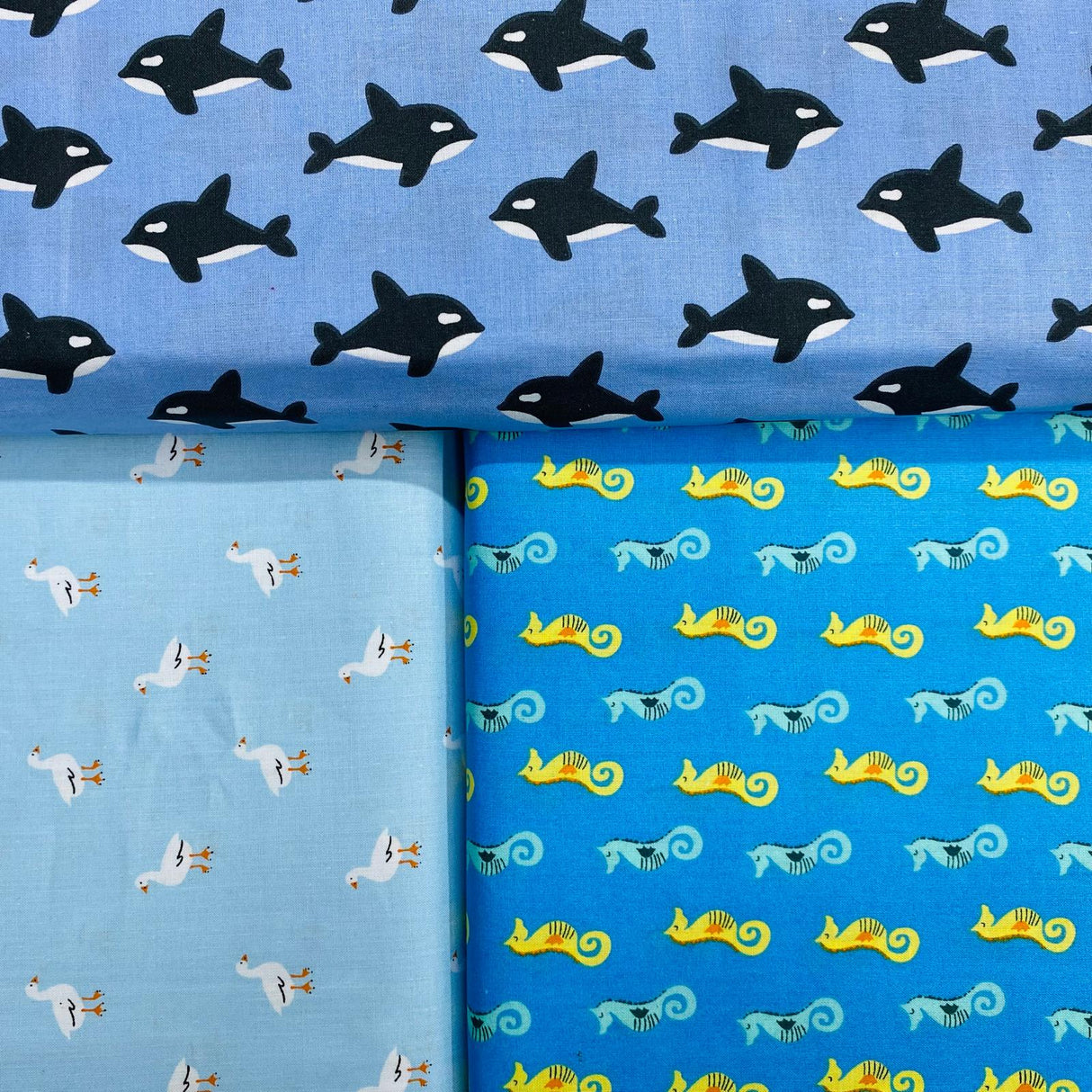 Pound A Metre 3 Piece Bundle Digitally Printed 100% Cotton- 45" Wide (Sealife)