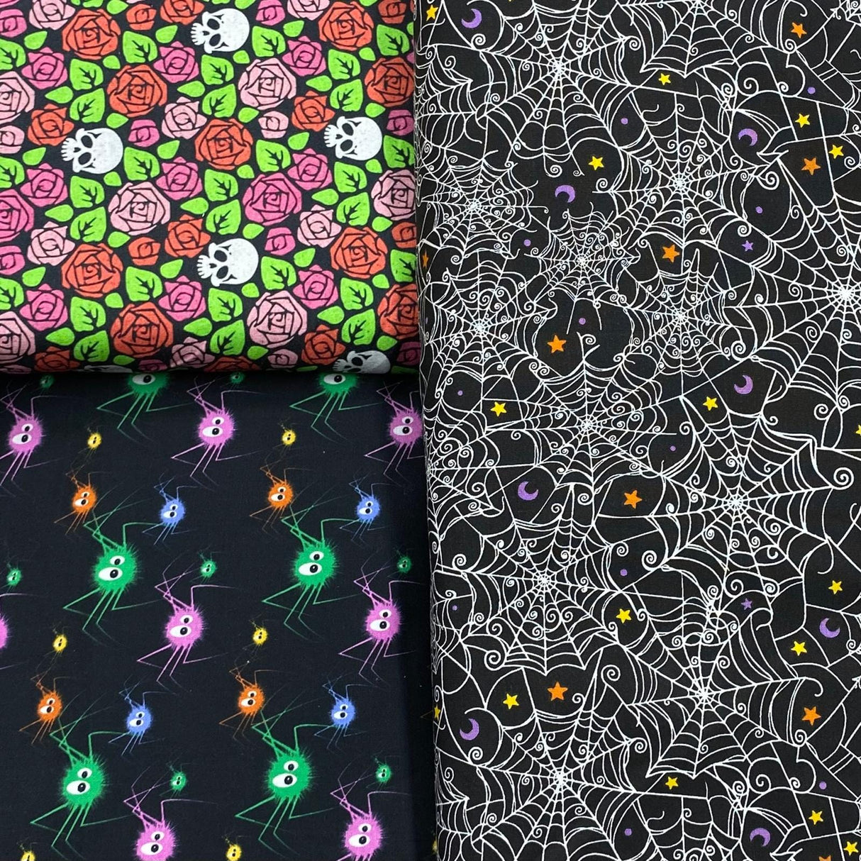 Pound A Metre 3 Piece Bundle Digitally Printed Halloween 100% Cotton- 45" Wide (Spider Bundle)