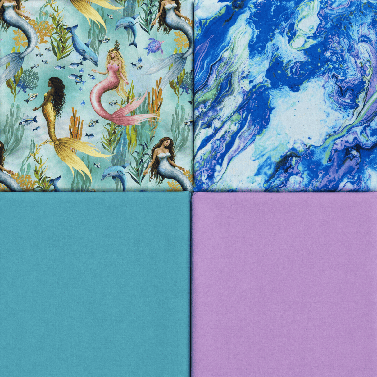 Pound A Metre 4 Fat Quarters 4 Piece Fat Quarter Bundle- 100% Cotton (Mermaids)