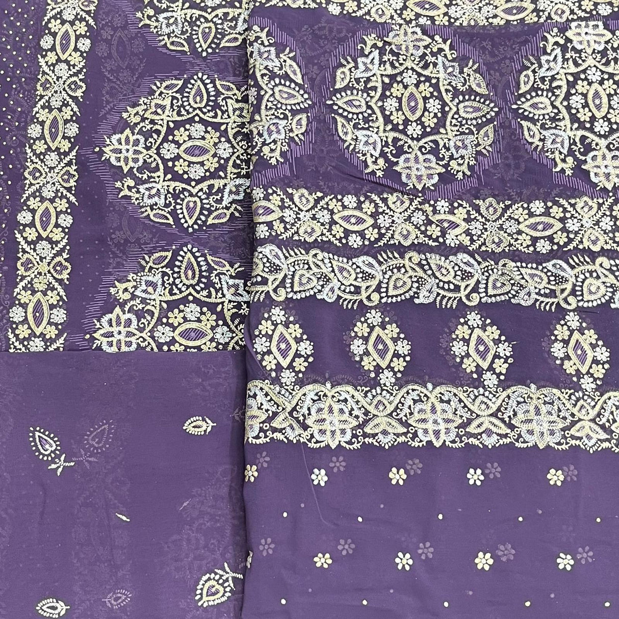Pound A Metre 5 Metre Printed Foil Chiffon Bundle – 45" Wide (Purple)