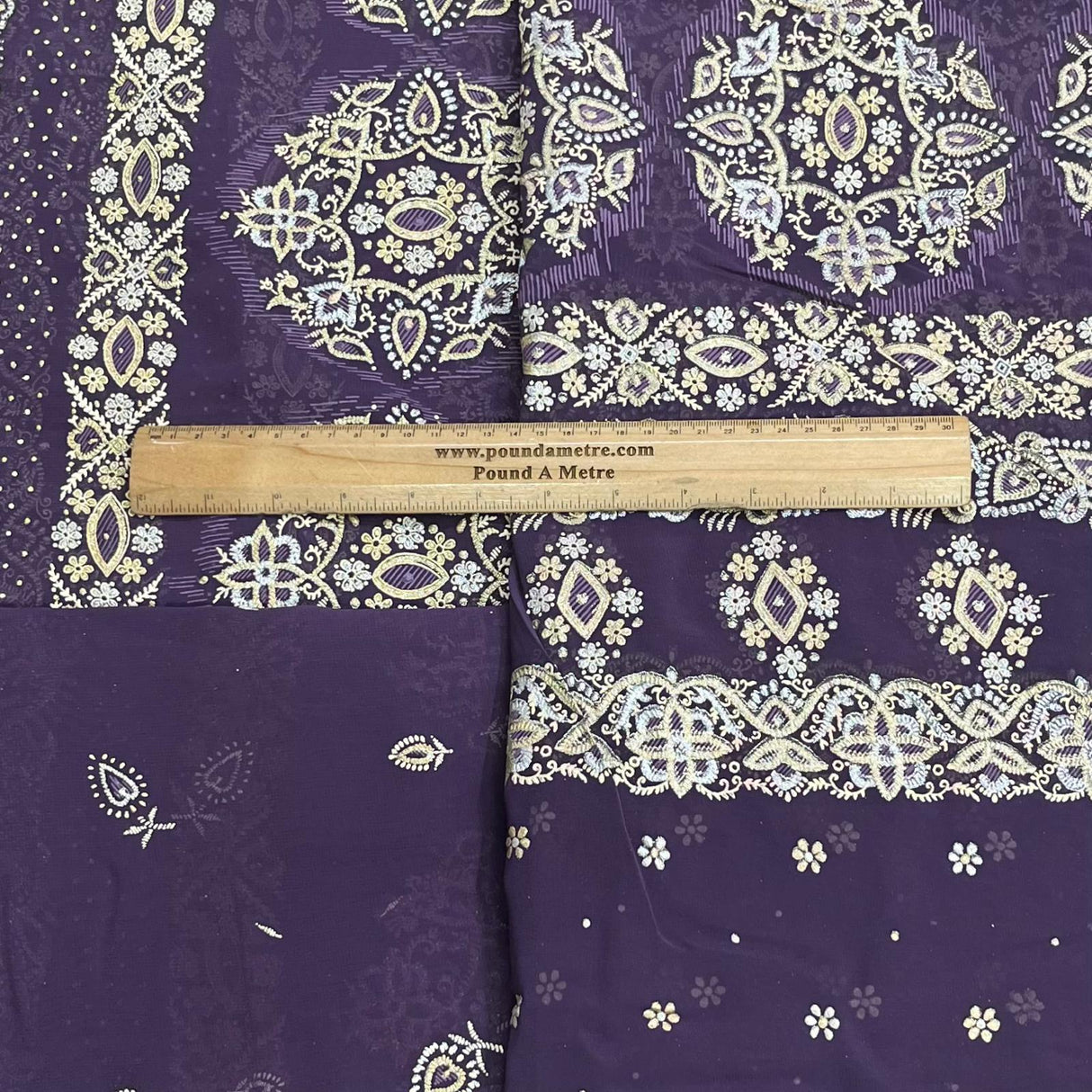 Pound A Metre 5 Metre Printed Foil Chiffon Bundle – 45" Wide (Purple)