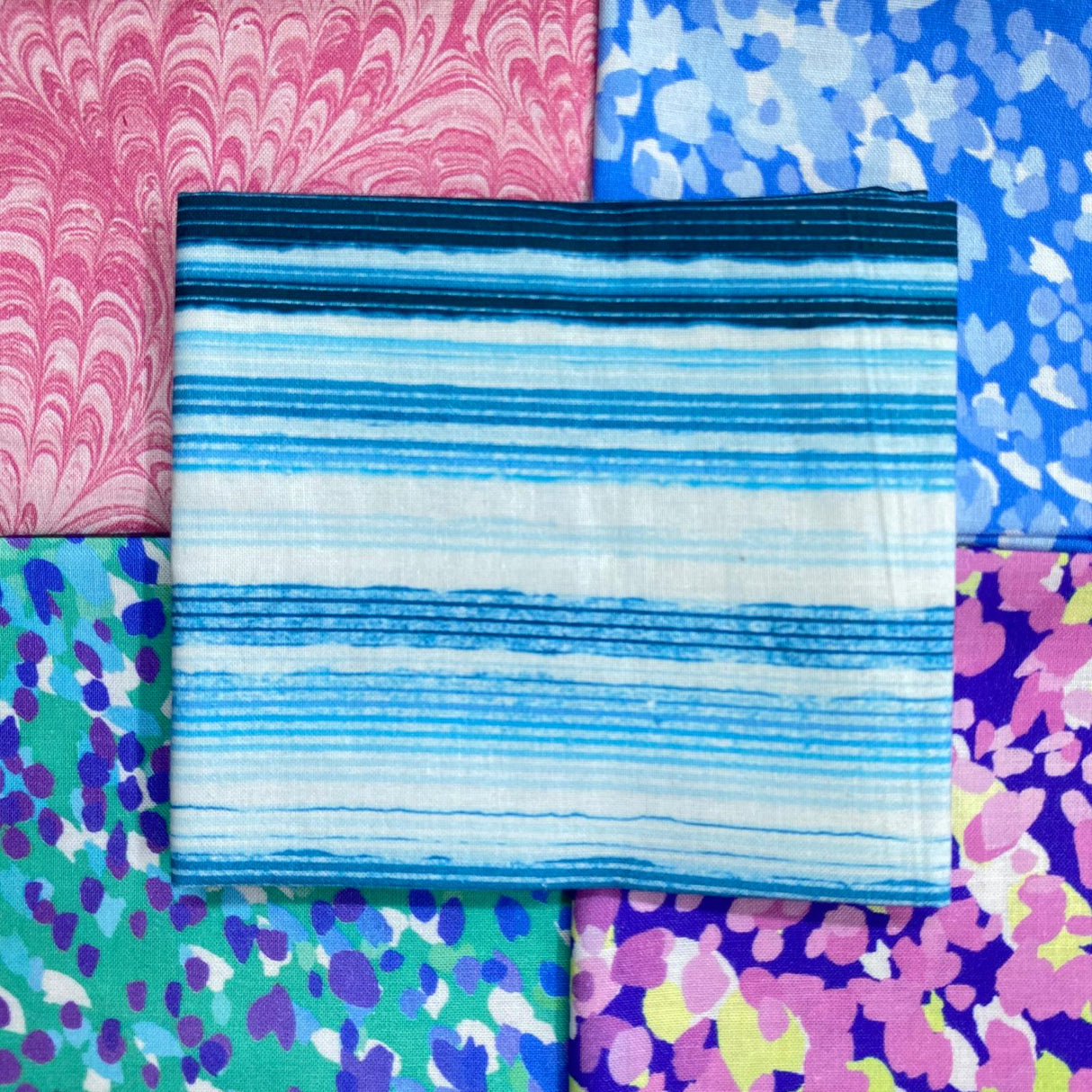 Pound A Metre 5 Fat Quarters 5 Piece Fat Quarter Bundle - 100% Cotton (Waterfall)