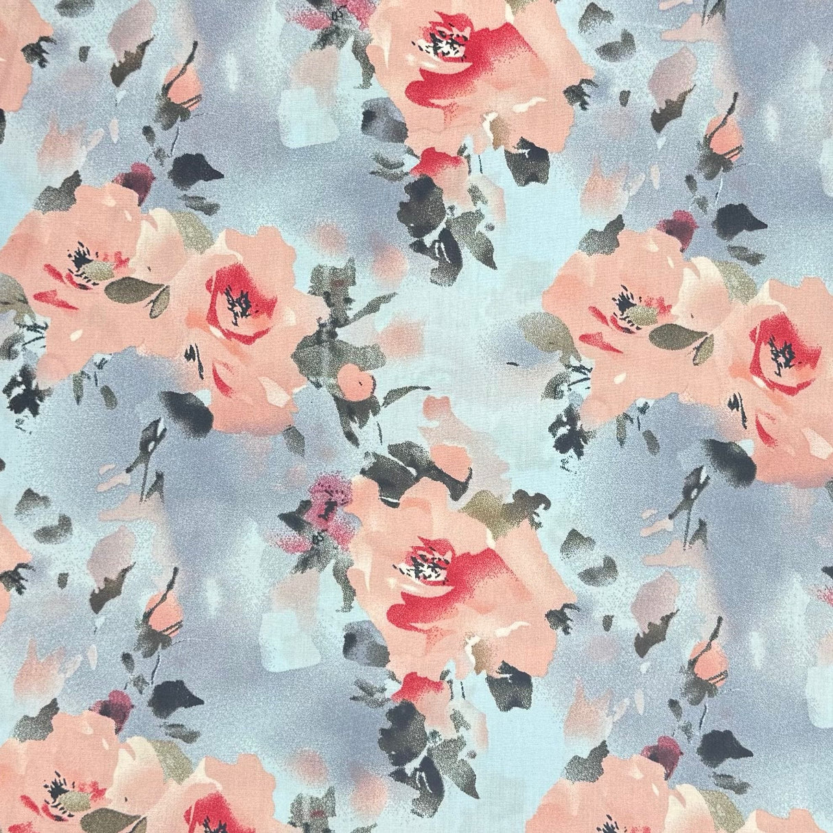 Pound A Metre 6 Metres, Dressmaking Printed & Plain Viscose Bundle- 55" Wide (Sky)