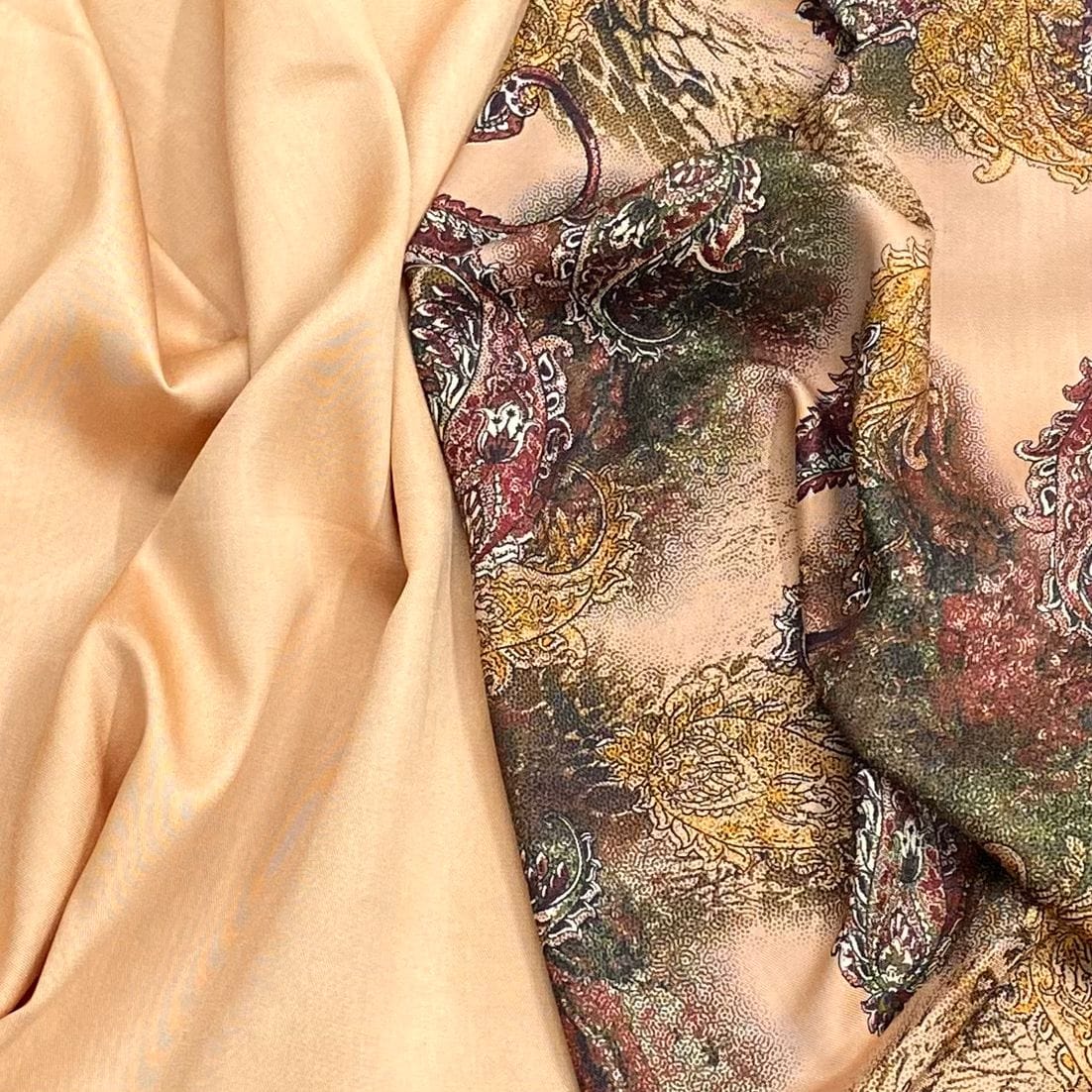 Pound A Metre 6 Metres, Premium Quality, Printed Dressmaking Viscose Bundle - 55" Wide (Peach)