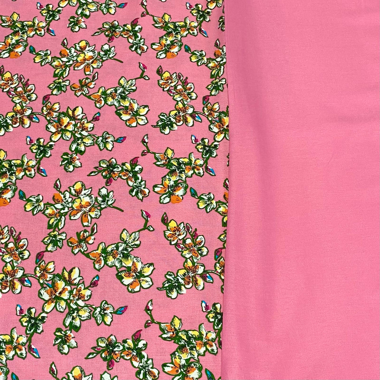 Pound A Metre 6 Metres, Premium Quality, Printed Dressmaking Viscose Bundle - 55" Wide (Pink)