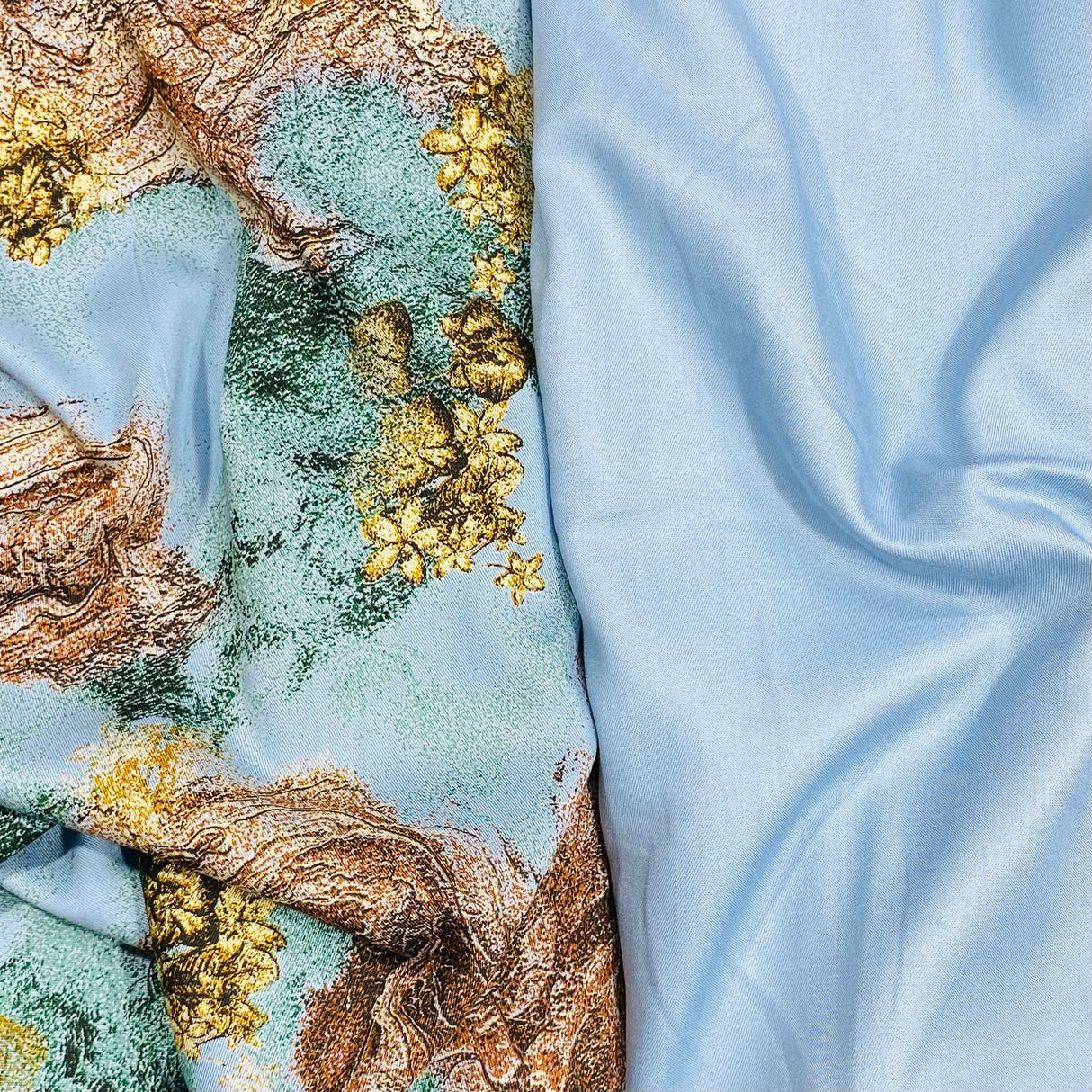 Pound A Metre 6 Metres, Premium Quality, Printed Dressmaking Viscose Bundle - 55" Wide (Sky)