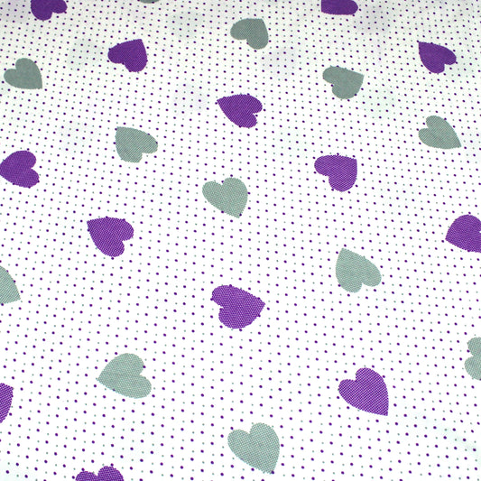 3 Metres Super Soft Polyester Jersey- 55" Wide (Hearts Purple)