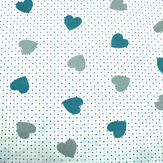 3 Metres Super Soft Polyester Jersey- 55" Wide (Hearts Teal)
