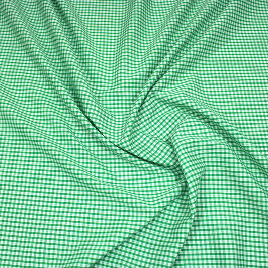 3 Metres Super Soft Gingham  Polycotton 55" Wide (Green & White)