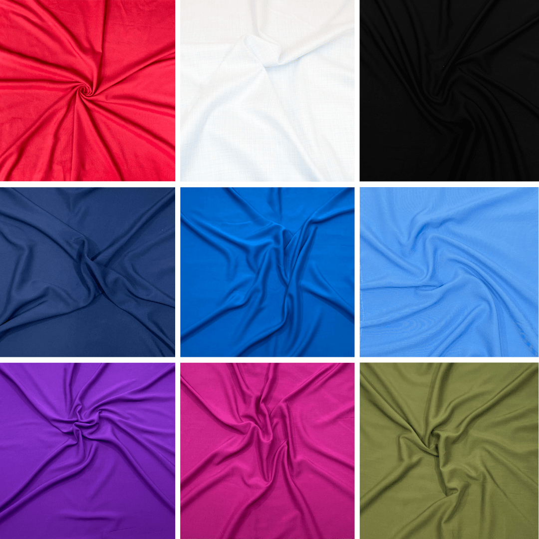 Pound A Metre Dress Making Plain Viscose Fabric - 55" - 23 Variations Available