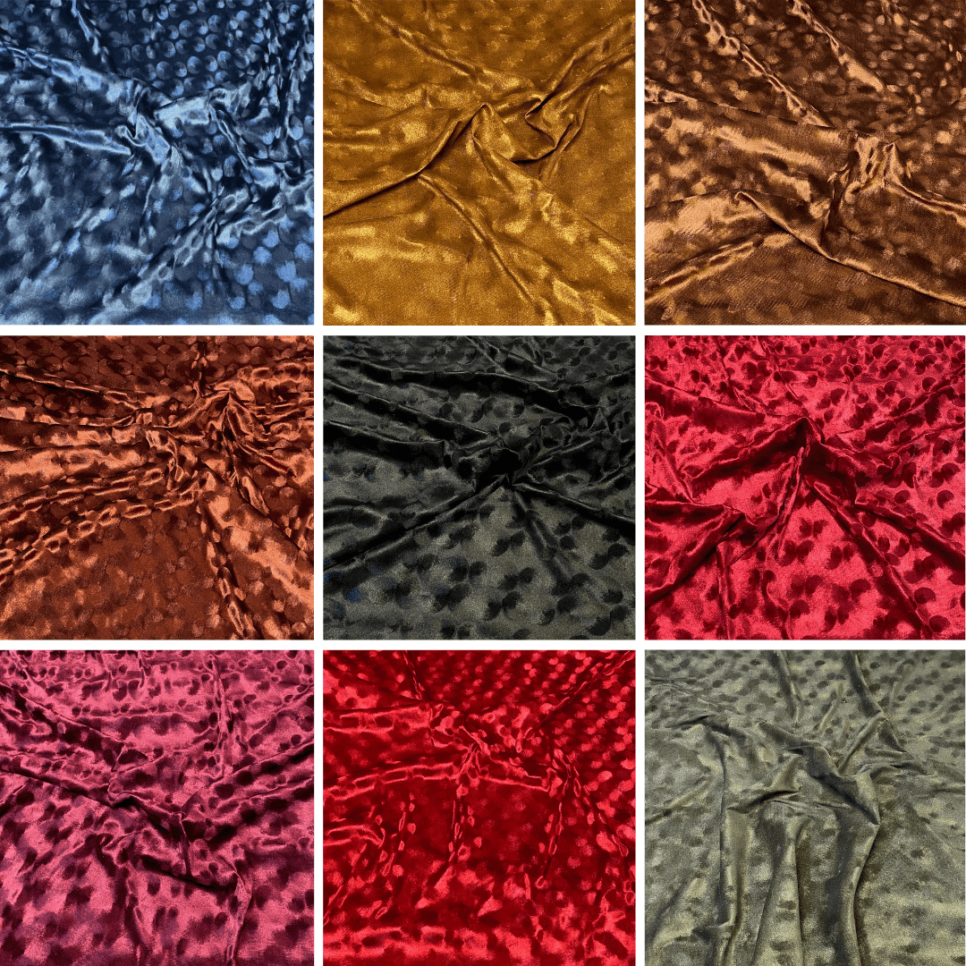 Pound A Metre Embossed Soft Velvet 55" - 10 Variations Available