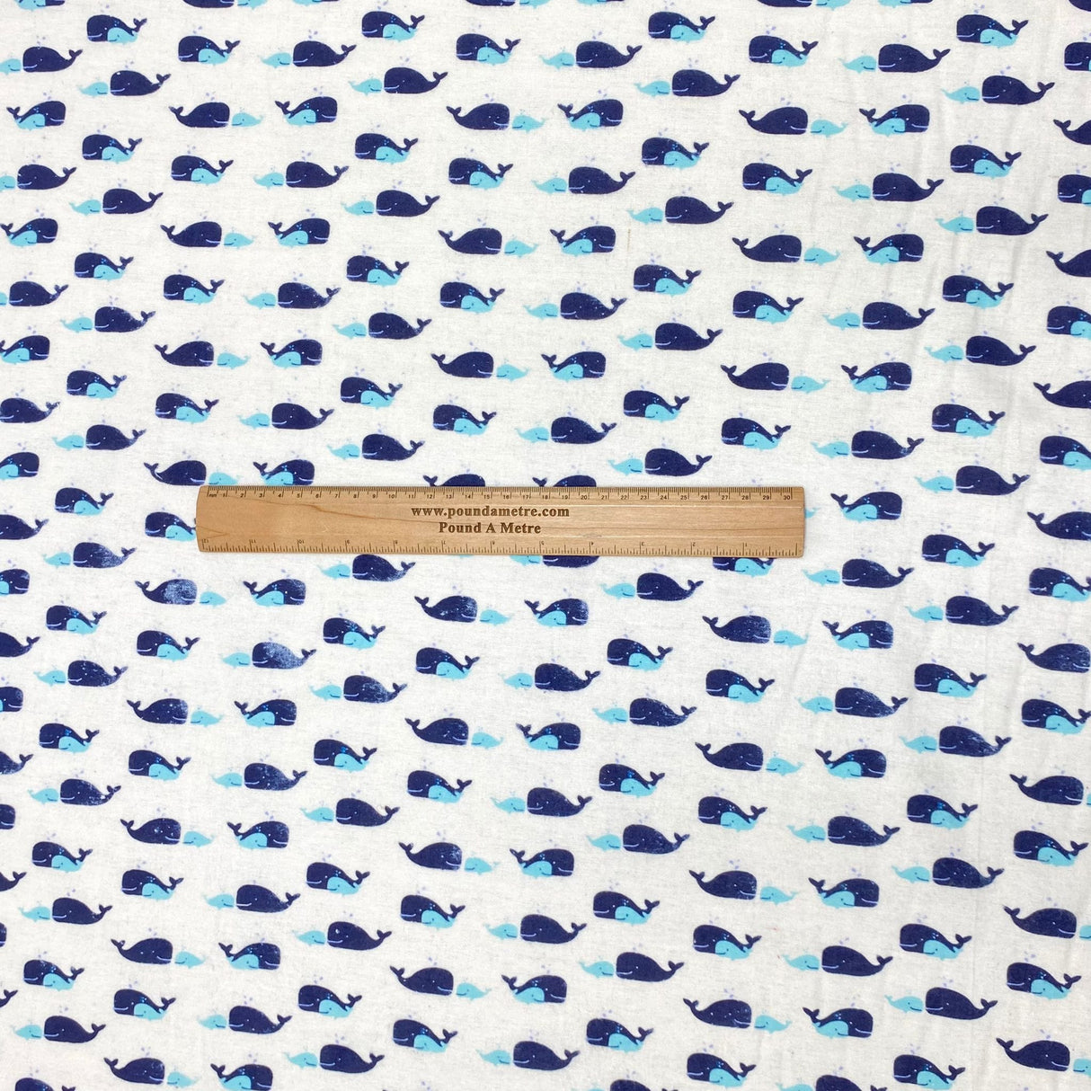 Pound A Metre Full Metre High Quality Brushed Cotton - 55" Wide (Whales)