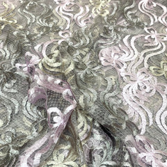 3 Metres Luxury Detailed Embroidered Bridal Lace Fabric - 55" Wide Lilac