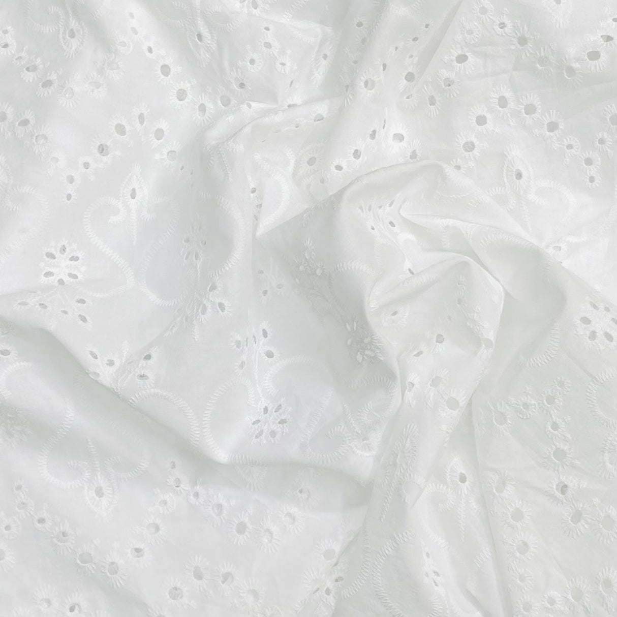 Pound A Metre White Luxurious Cotton Broderie Anglaise - 60" Wide - Variations Available