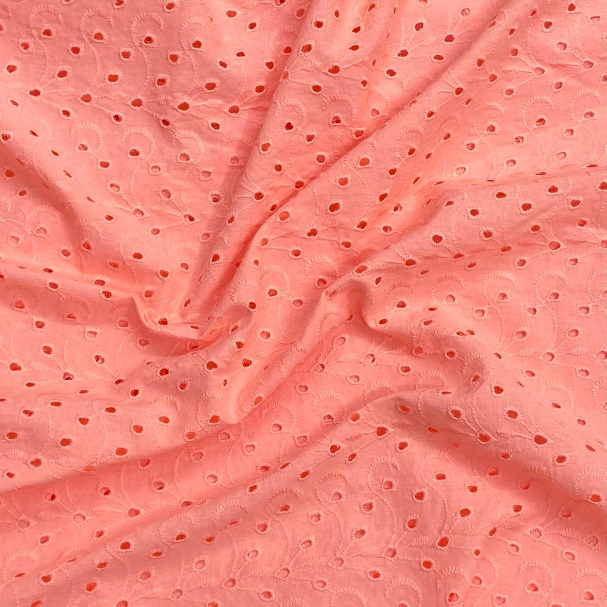 Pound A Metre Peach Luxurious Cotton Broderie Anglaise - 60" Wide - Variations Available