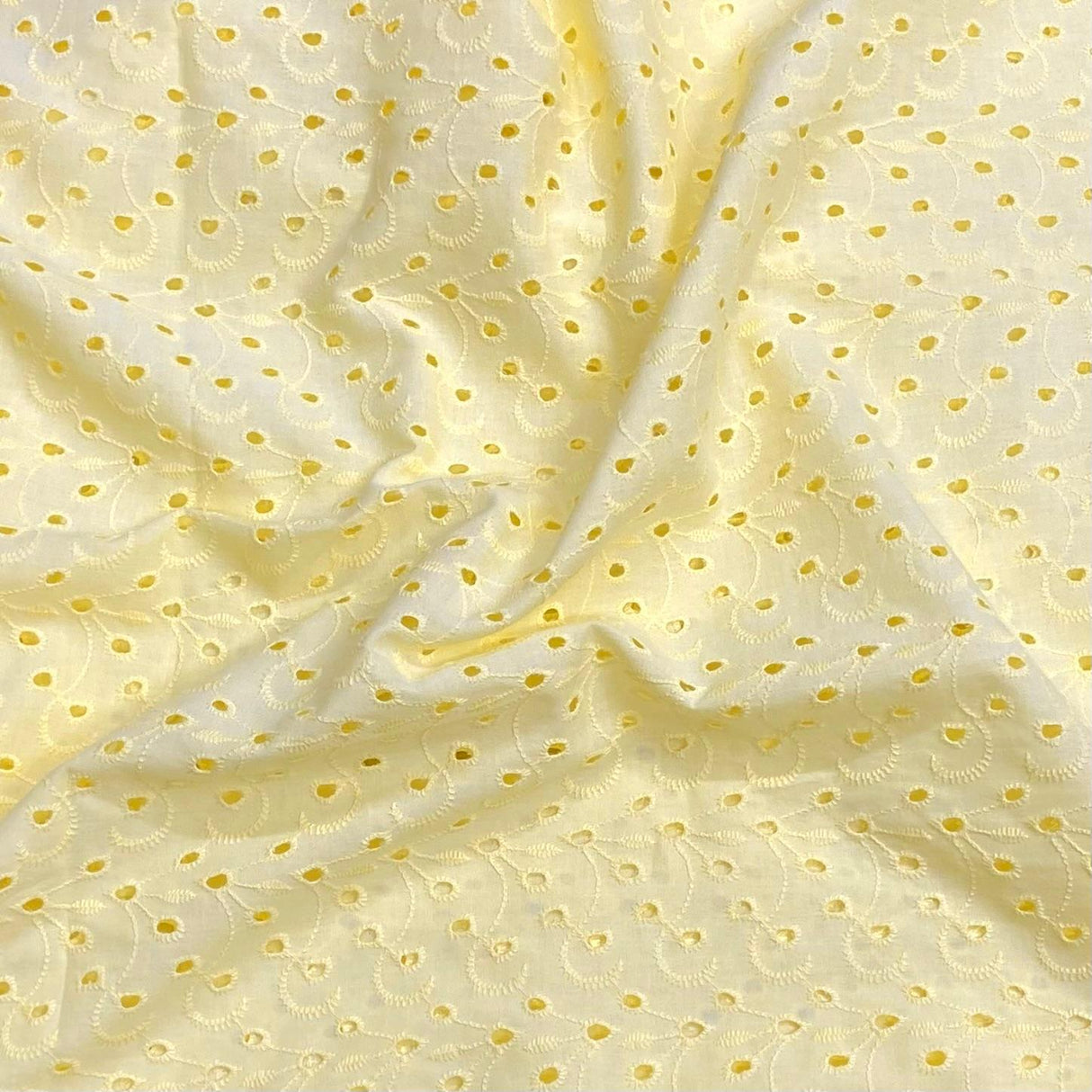 Pound A Metre Lemon Luxurious Cotton Broderie Anglaise - 60" Wide - Variations Available