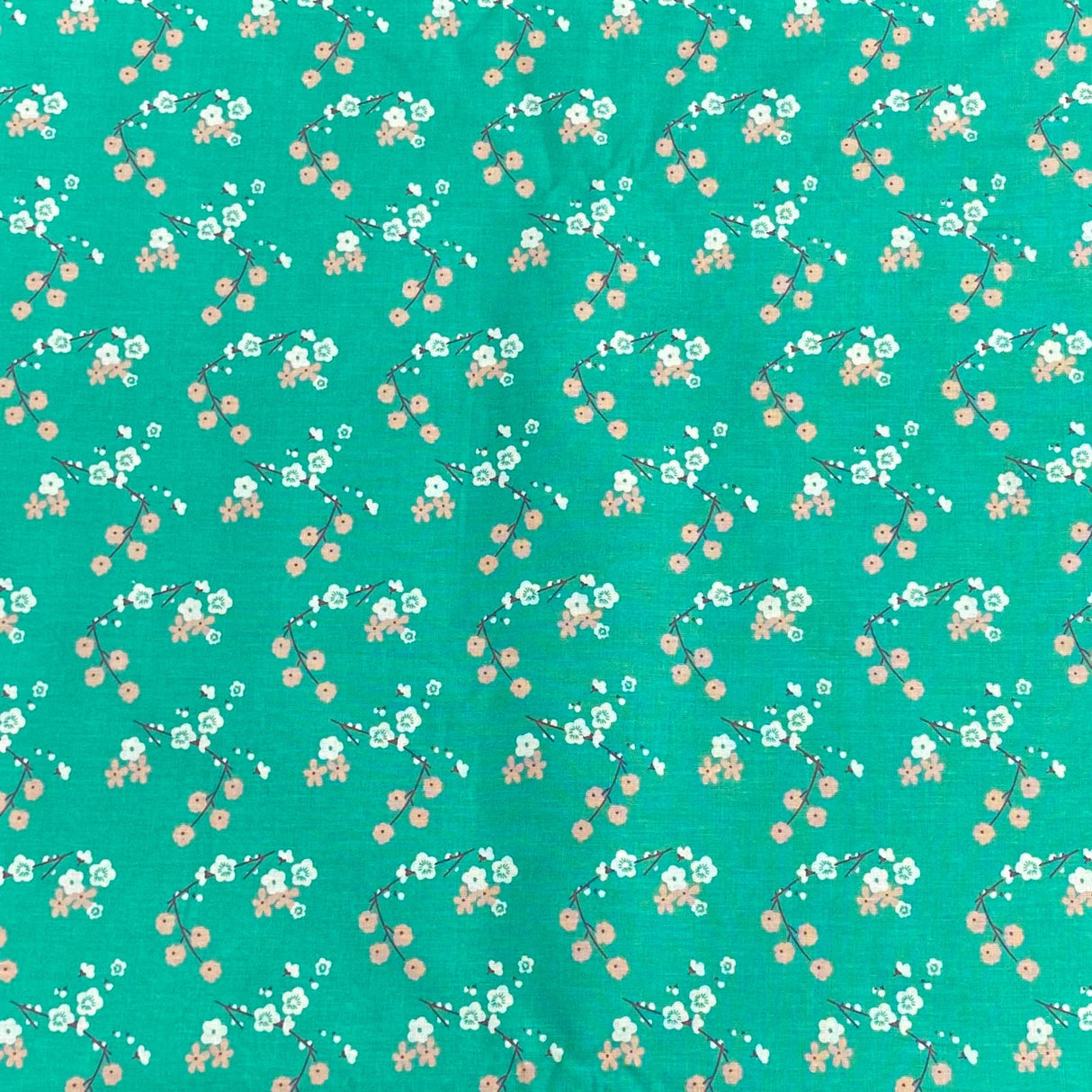Pound A Metre Luxurious Cotton Poplin – 63” Wide Fabric (Green Floral)