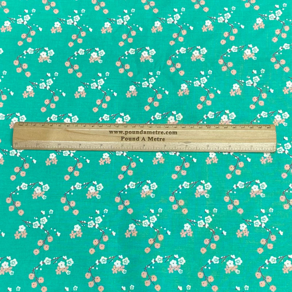 Pound A Metre Luxurious Cotton Poplin – 63” Wide Fabric (Green Floral)