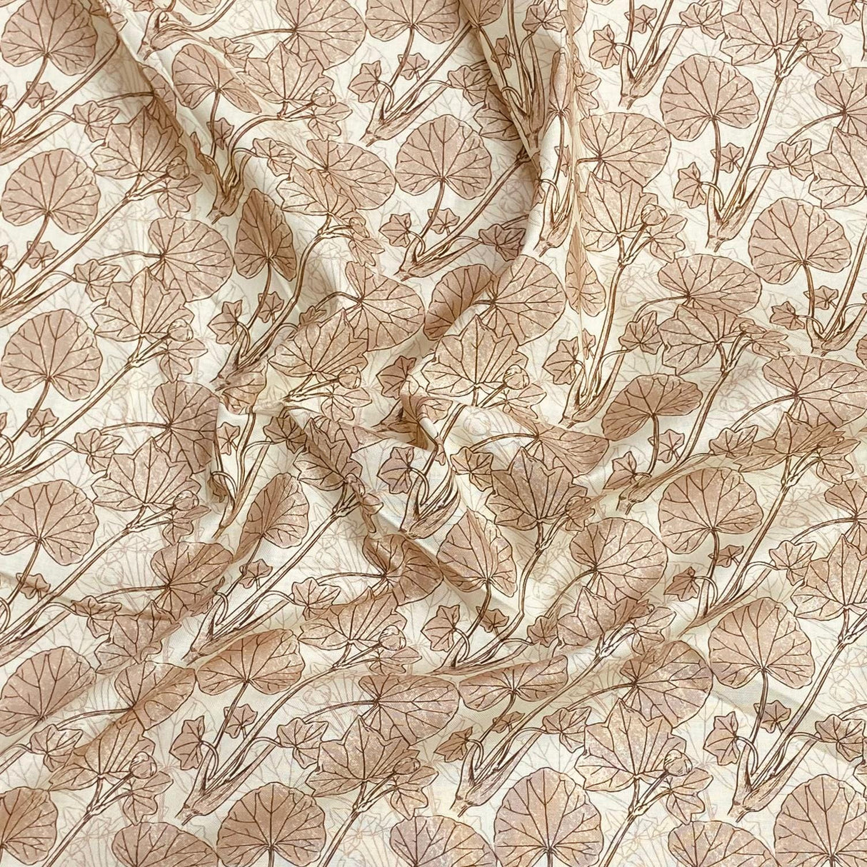 Pound A Metre Luxurious JOANN Printed Cotton – 45" Wide- (Beige Leaf)