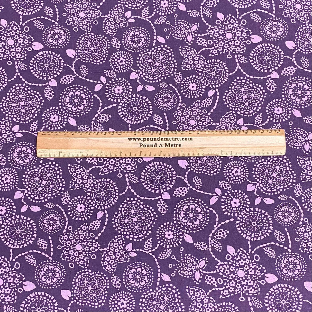 Pound A Metre Luxurious JOANN Printed Cotton – 45" Wide- (Purple Design)