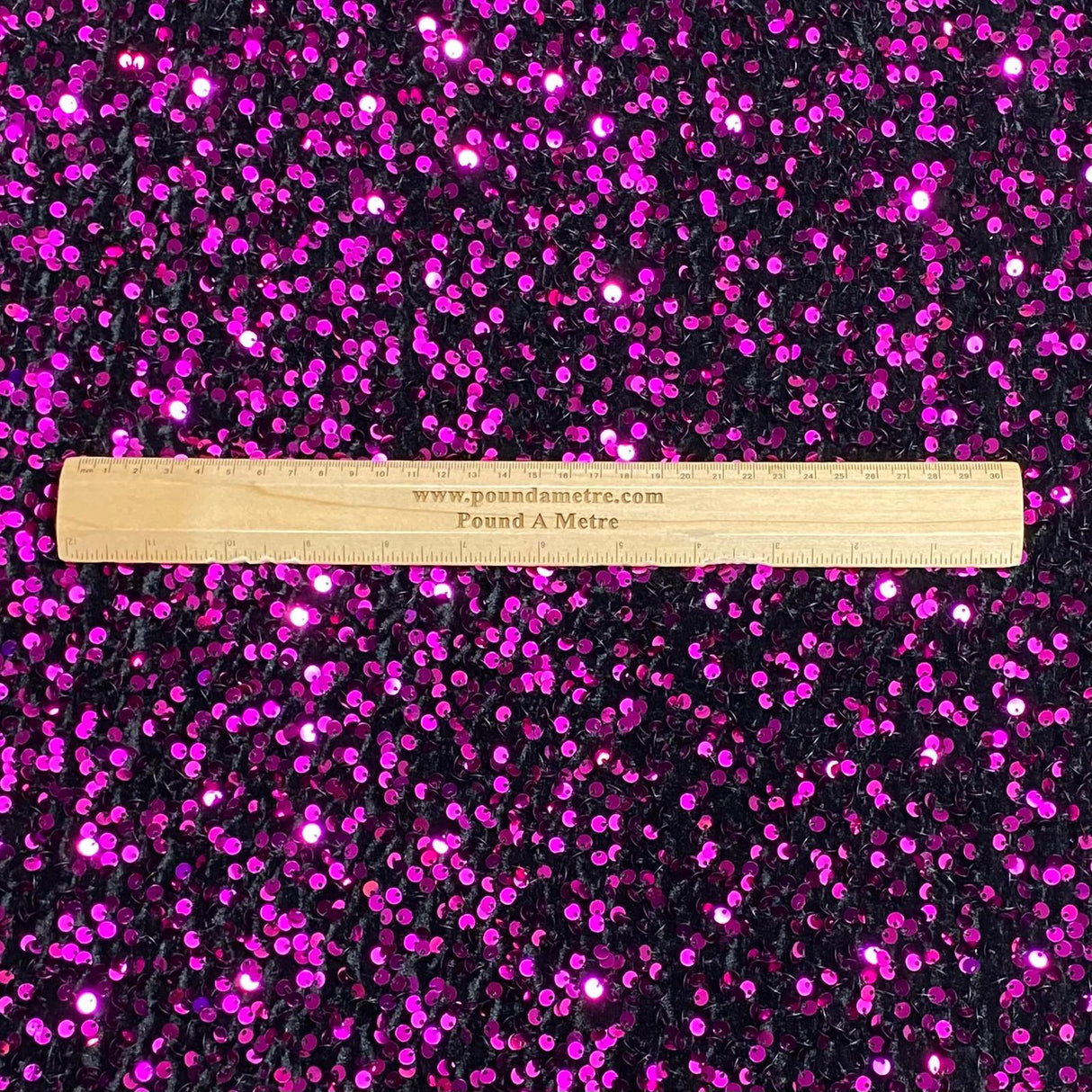 Pound A Metre Per Metre Luxurious Sequins On Velvet- 55" Wide - (Black & Purple)