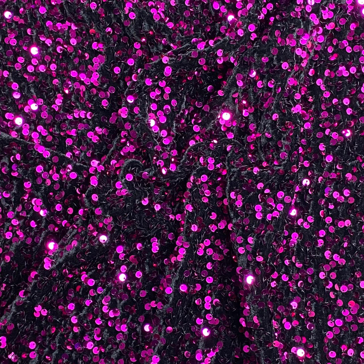 Pound A Metre Per Metre Luxurious Sequins On Velvet- 55" Wide - (Black & Purple)